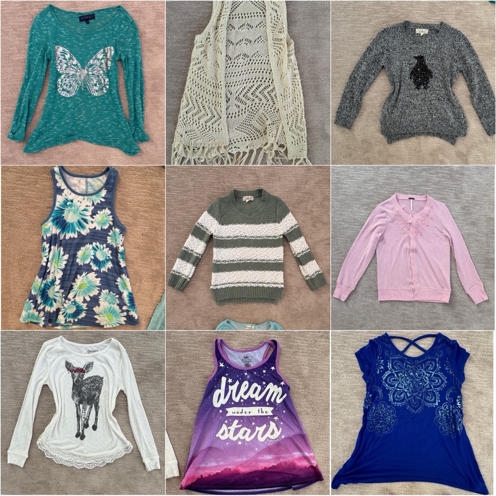 13 PIECES Girl’s Clothing Bundle! Sizes 12-16 (Sweaters, Tees, Tanks)
